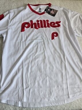 Stitches Philadelphia Phillies Retro White Jersey Cooperstown Collect. XXL NWT!